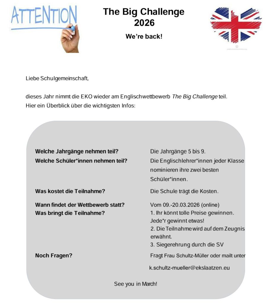 Informationstext zum Englischwettbewerb Big Challenge